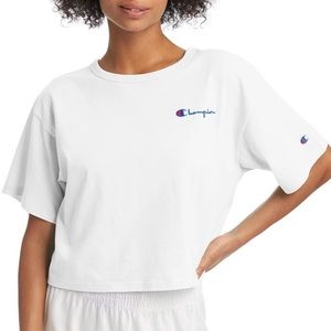 Champion Cropped White Tee